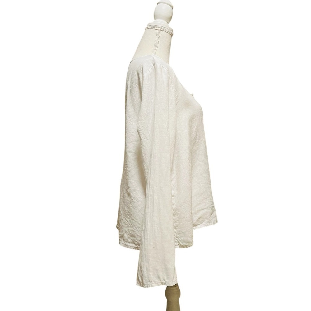 Flax White Linen Button Down Shirt Size Small - Picture 5 of 12